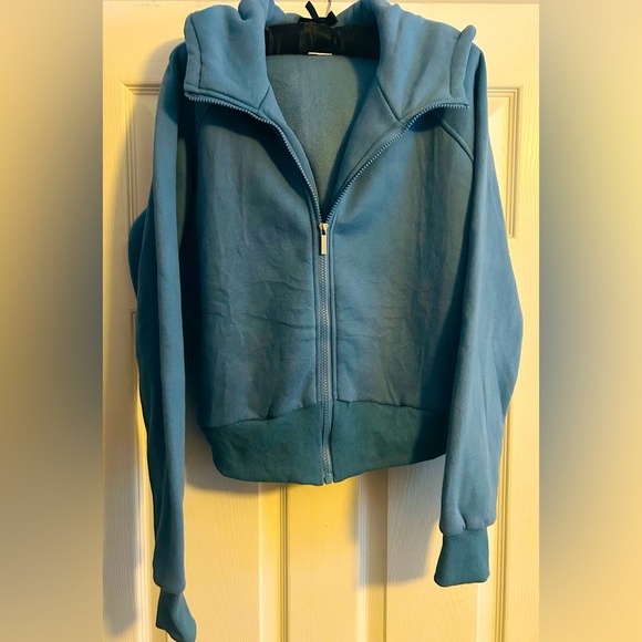 XIEERDUO Women Zip Up Hoodie Y2K Sweatshirt, with pockets & thumb holes, blue, L - Picture 5 of 9